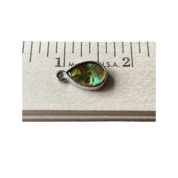 Silver Tone Teardrop Abalone Shell Pendant Charm - Picture 4 of 4